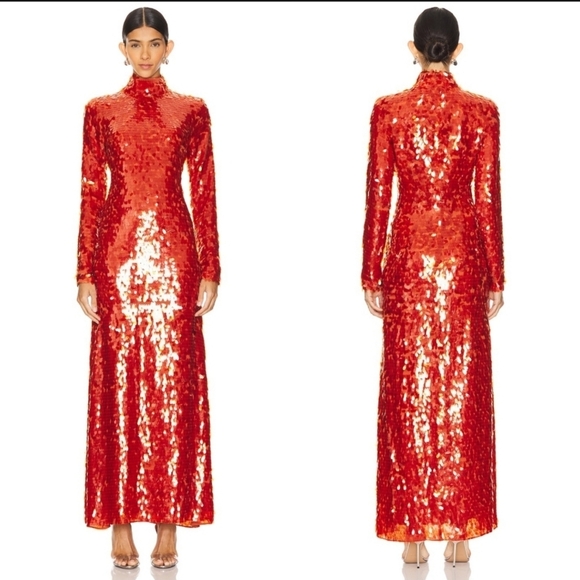Simon Miller Sculpty Sequin Dress Maxi-Dress Chili Size 0 - Picture 1 of 14